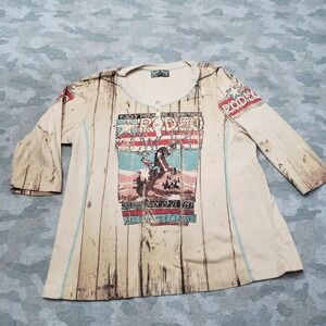 Vanilla Sugar Top Womens 1X Tan Pullover Half Sleeve